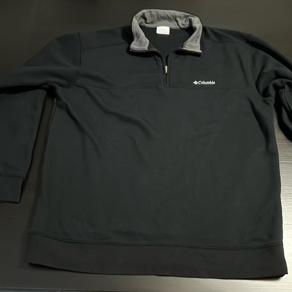 Columbia Kids XL Black Quarter Zip Sweatshirt Fleece Pullover Logo Gray Trim